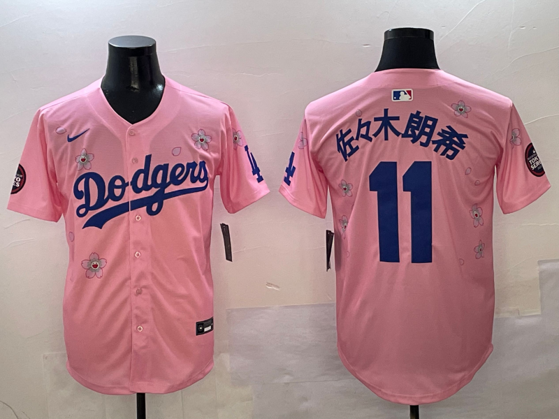 Men's Los Angeles Dodgers Roki Sasaki #11 Pink Jersey